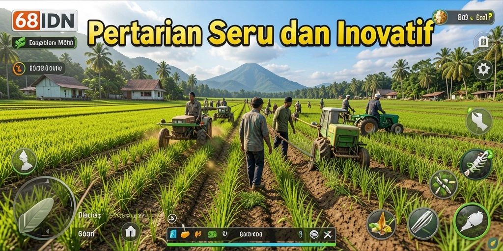 Tampilan gameplay seru dari 68IDN yang menampilkan pertanian yang asri.