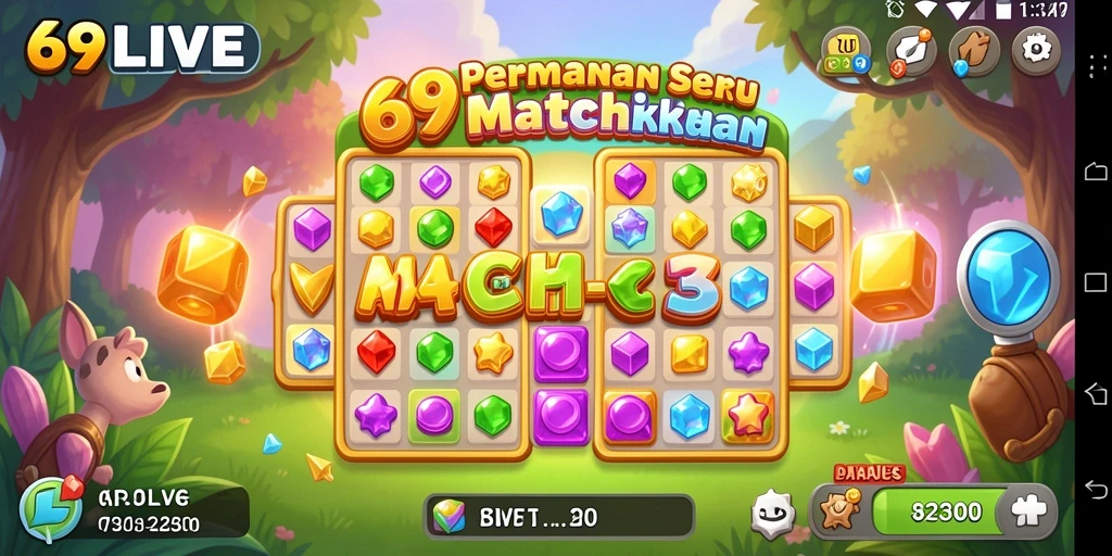 Screenshot utama 69LIVE menampilkan gameplay seru dalam kategori Match-3.