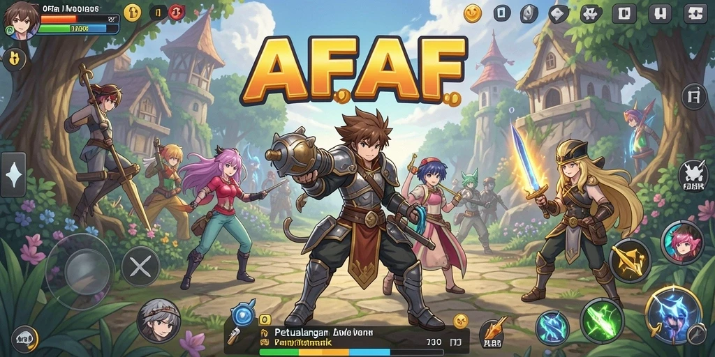 Screenshot gameplay AFAF menampilkan pertarungan karakter Anime yang dinamis.
