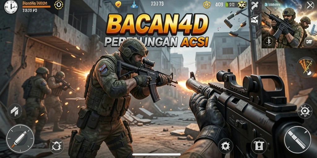 Tampilan aksi mendebarkan dalam BACAN4D dengan gameplay FPS.