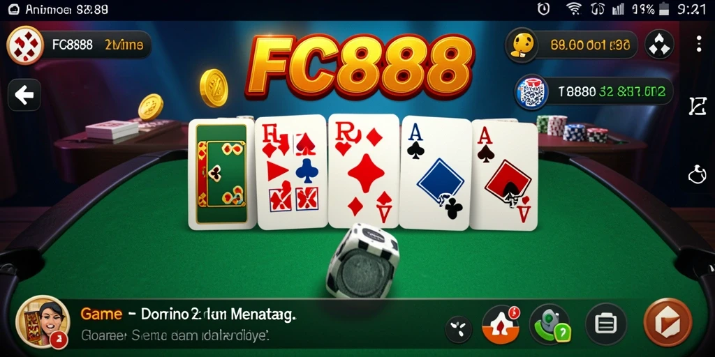 Screenshot gameplay FC888, menunjukkan suasana permainan Domino yang seru.