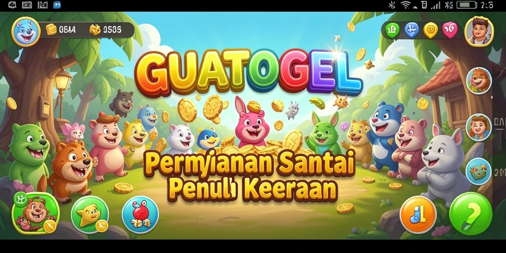 Tampilan gameplay GUATOGEL yang penuh warna dan menarik.