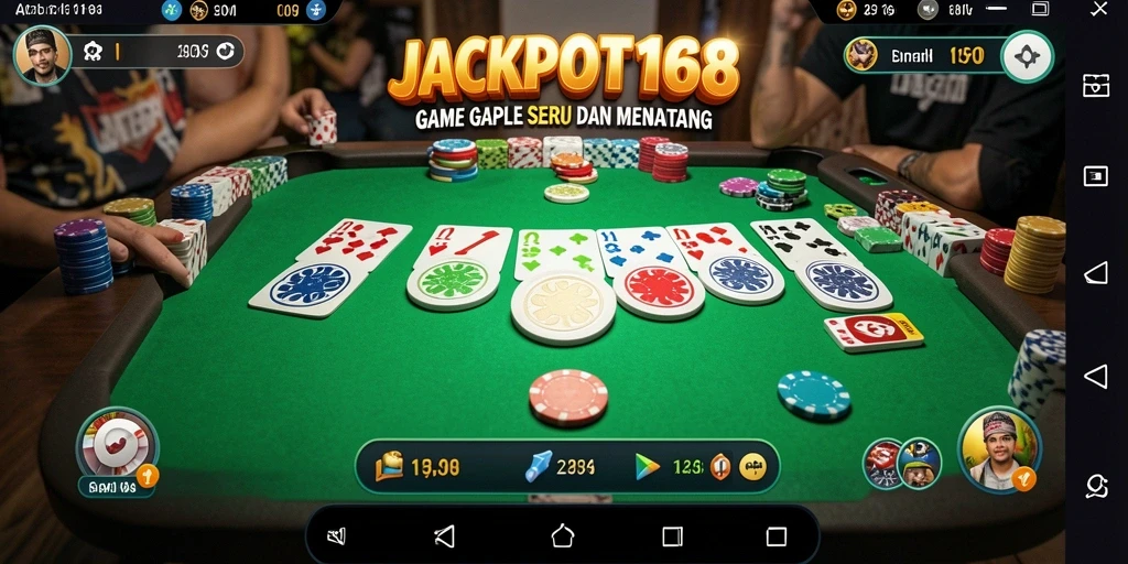 Screenshot gameplay menarik dari JACKPOT168 menampilkan suasana permainan Gaple.