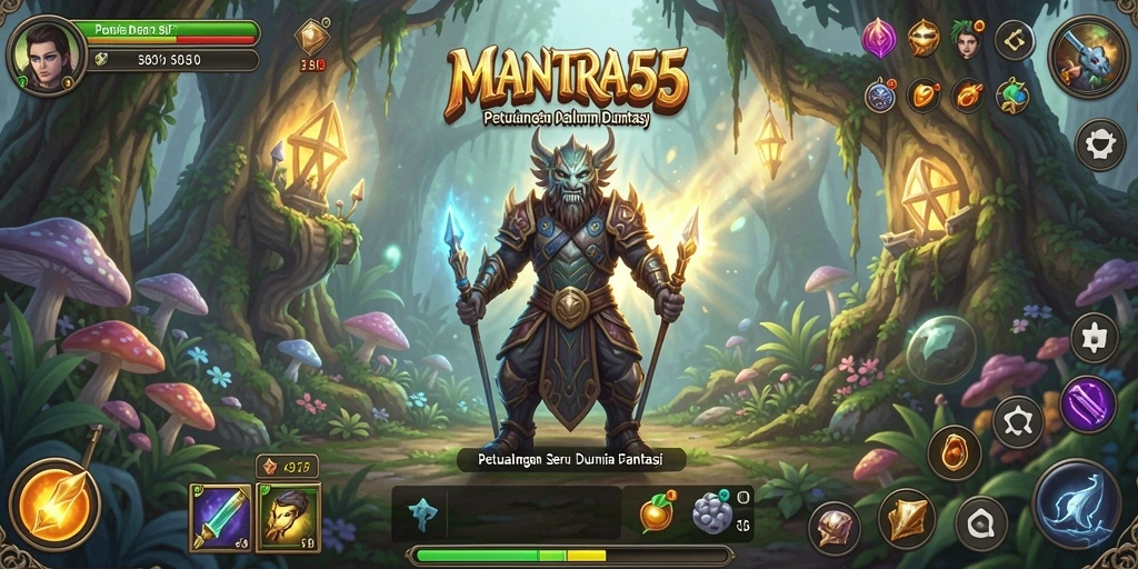 Screenshot gameplay MANTRA55 menampilkan aksi petualangan yang seru.