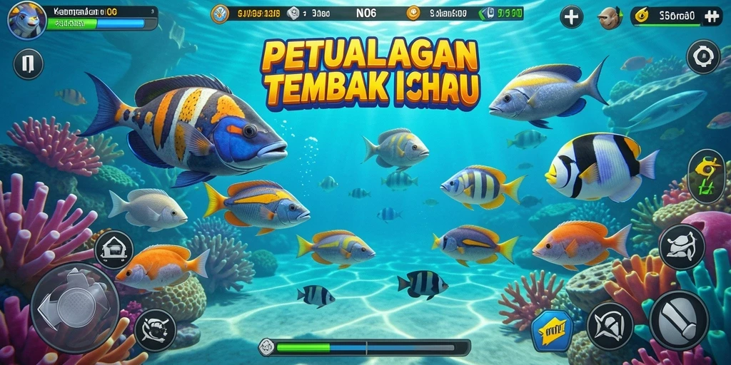 Tangkapan ikan yang berwarna-warni dalam gameplay N06.