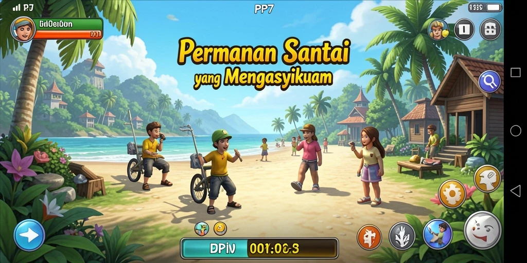 Tampilan gameplay <strong>PP7</strong> yang penuh warna dan menarik perhatian.