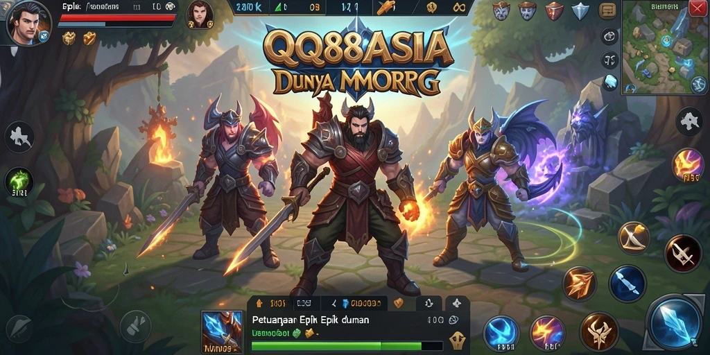 Tampilan gameplay QQ88ASIA yang epik dalam dunia MMORPG.