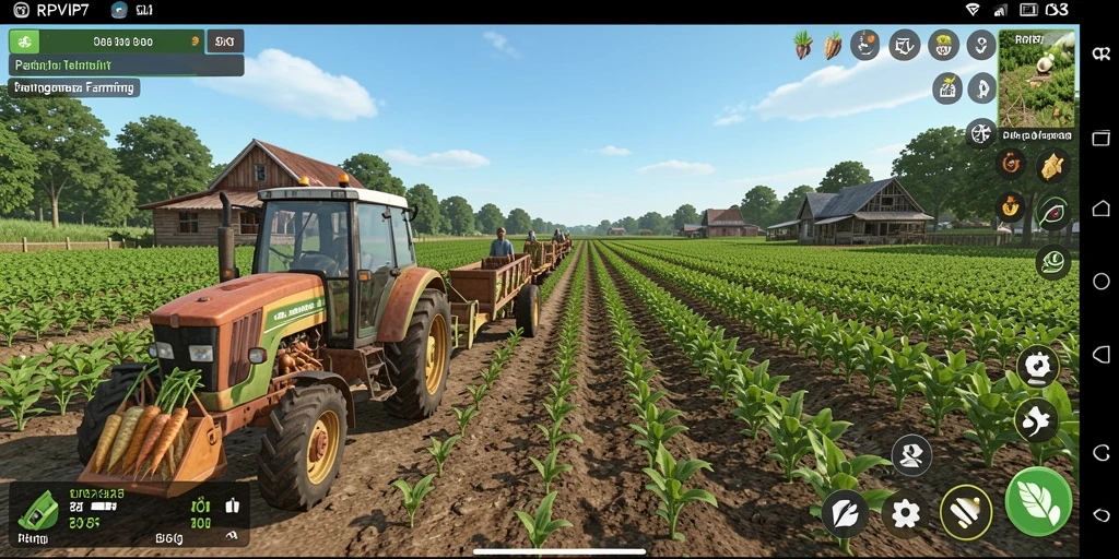 Gameplay RPVIP7 yang menarik dengan elemen pertanian yang mendalam.
