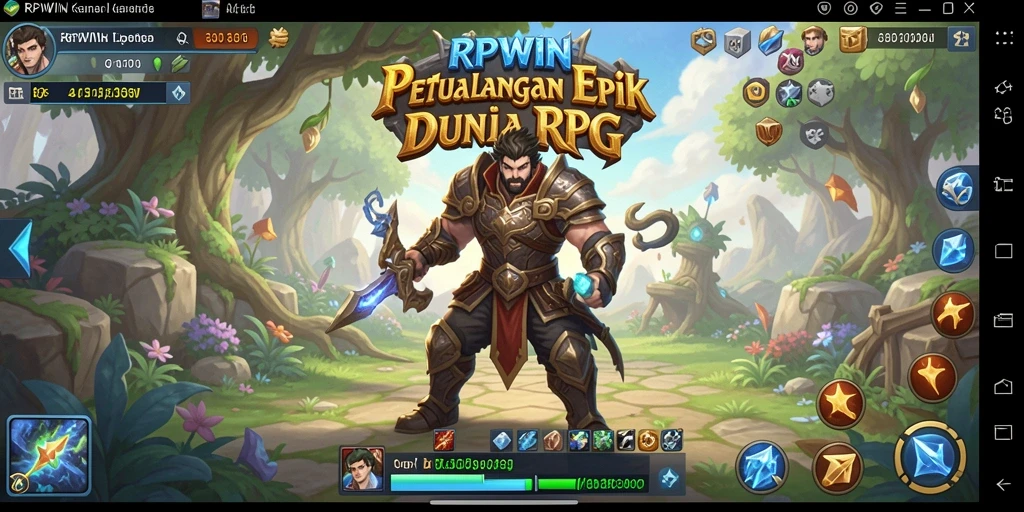 Screenshot utama RPWIN menampilkan aksi bertempur yang seru dan karakter yang dinamis.