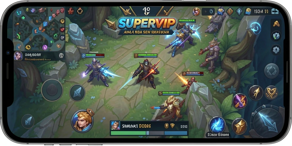 Tampilan gameplay yang seru dalam SUPERVIP di arena MOBA.