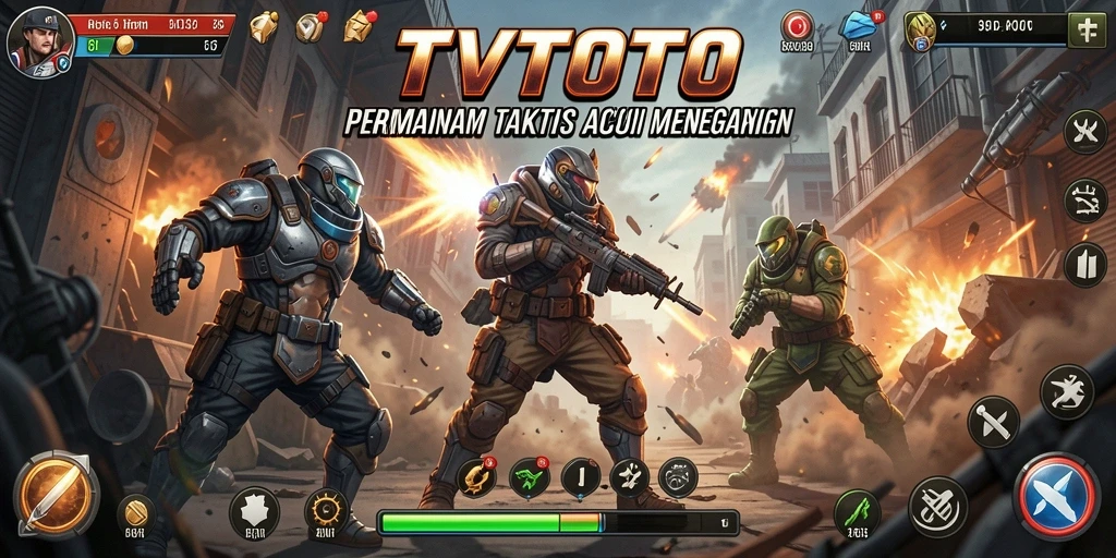 Tangkapan layar utama TVTOTO menampilkan aksi mendebarkan dalam permainan TPS.