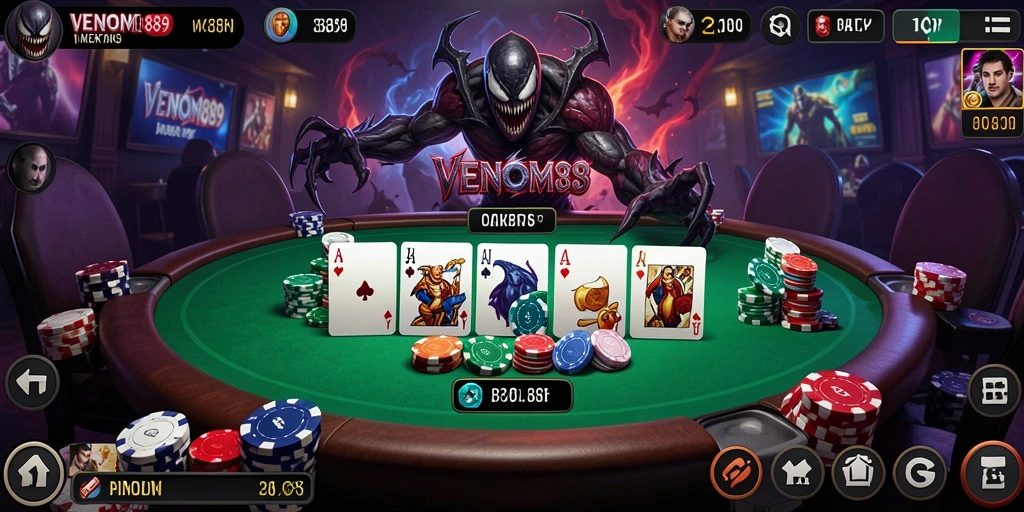 Tangkapan layar gameplay <strong>VENOM889</strong> menunjukkan keseruan bermain poker.