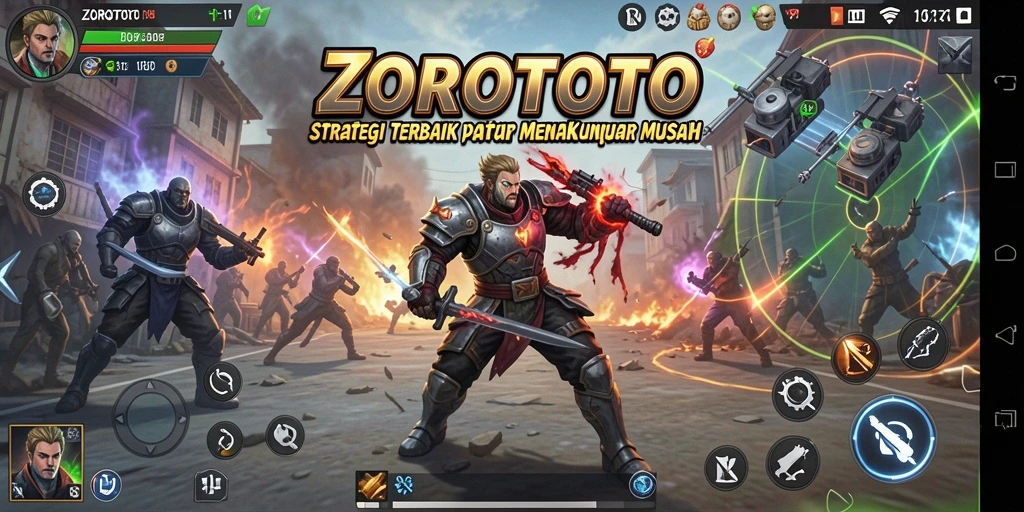 Screenshot ZOROTOTO menampilkan pertarungan strategis yang mendebarkan.